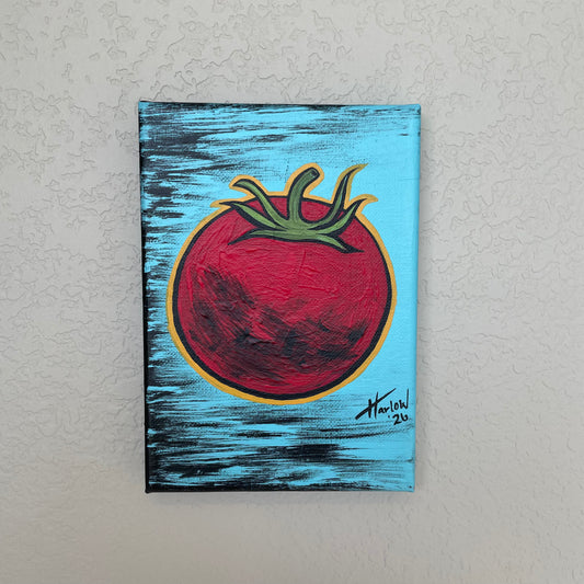 Tomato - Original Art - Acrylic on Canvas 5x7 Small Painting - OOAK