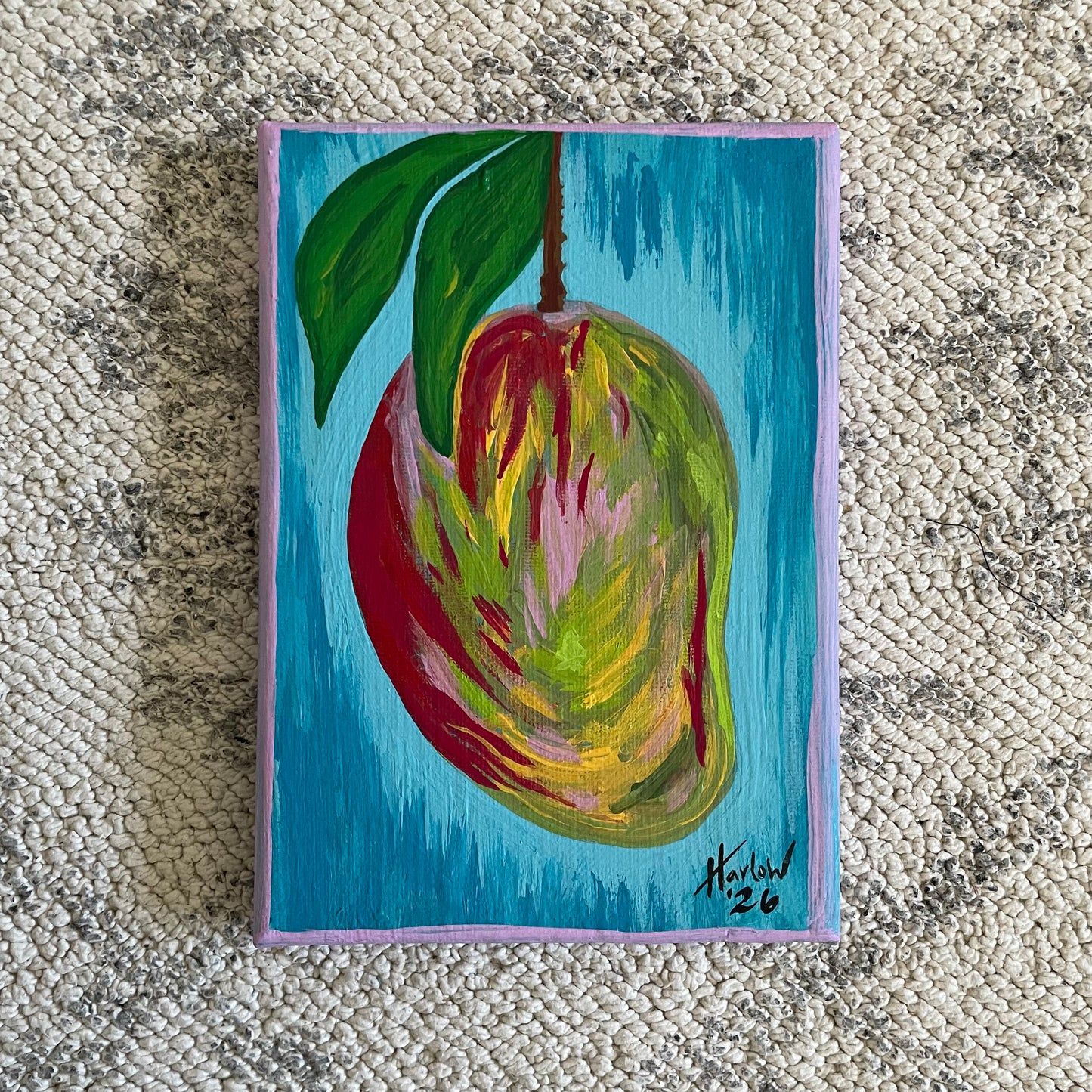 Mango - Original Art - Acrylic on Canvas 5x7 Small Painting - OOAK