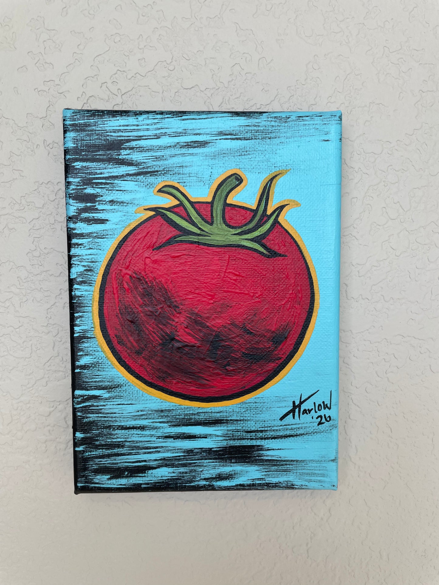 Tomato - Original Art - Acrylic on Canvas 5x7 Small Painting - OOAK